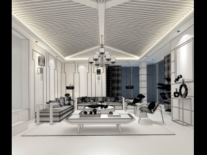 stylish avant-garde living room design 53 3D Model