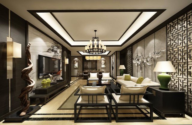 stylish avant-garde living room design 55 Modelo 3D .c4d .max .obj .3ds .fbx .stl .blend 