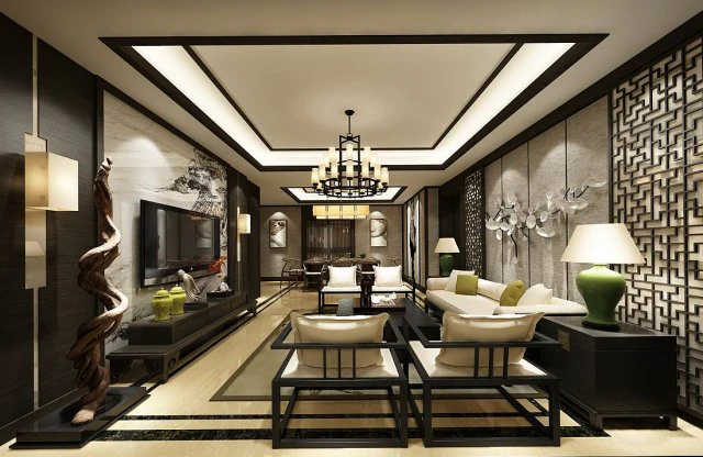 stylish avant-garde living room design 55 3D Model .c4d .max .obj .3ds .fbx .stl .blend 