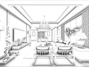 stylish avant-garde living room design 55 3D Model