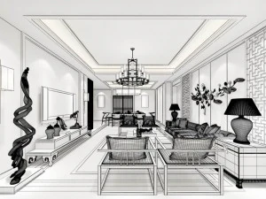 stylish avant-garde living room design 55 3D Model