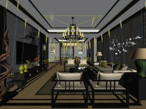 stylish avant-garde living room design 55 3D Model