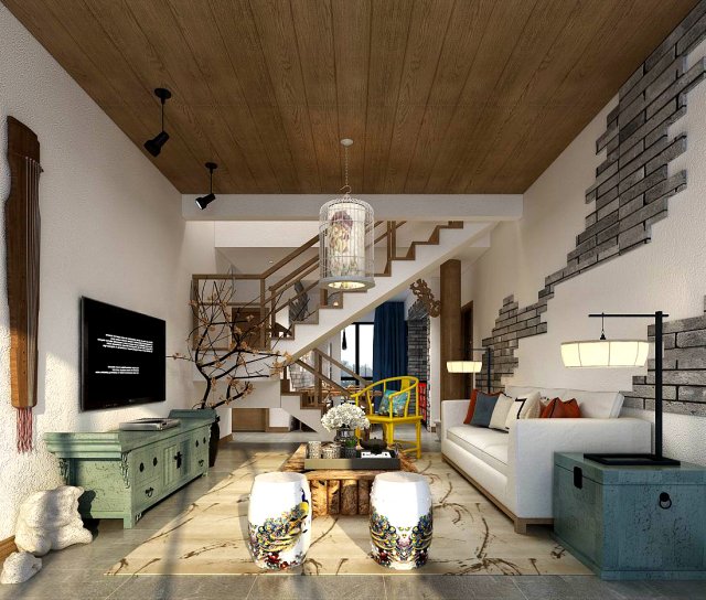 stylish avant-garde living room design 56 3D-Modell .c4d .max .obj .3ds .fbx .stl .blend 