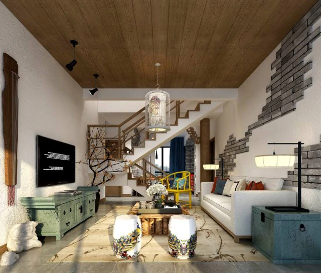 stylish avant-garde living room design 56 3D Model .c4d .max .obj .3ds .fbx .stl .blend