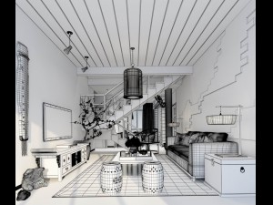 stylish avant-garde living room design 56 3D-Modell