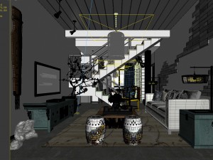 stylish avant-garde living room design 56 3D-Modell