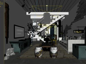 stylish avant-garde living room design 56 3D Model