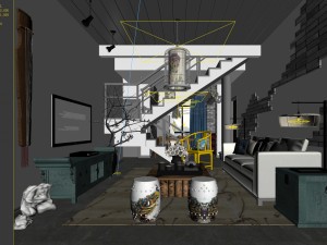 stylish avant-garde living room design 56 3D-Modell