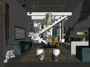 stylish avant-garde living room design 56 3D Model