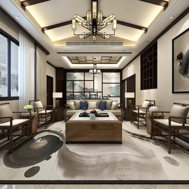 stylish avant-garde living room design 58 3D Модель .c4d .max .obj .3ds .fbx .stl .blend 