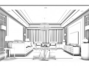 stylish avant-garde living room design 60 Modello 3D