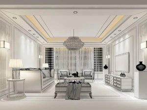stylish avant-garde living room design 60 3D Model