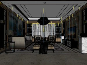stylish avant-garde living room design 60 3D Model