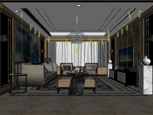 stylish avant-garde living room design 60 3D Model