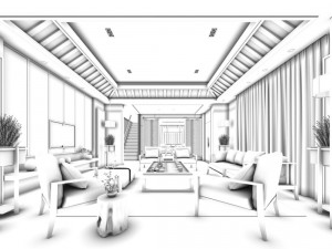 stylish avant-garde living room design 63 3D Model