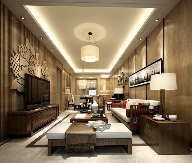 stylish avant-garde living room design 65 3D Model .c4d .max .obj .3ds .fbx .stl .blend 