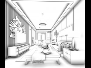 stylish avant-garde living room design 65 3D Model
