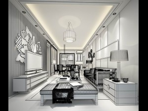 stylish avant-garde living room design 65 3D Model