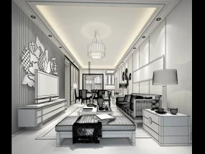 stylish avant-garde living room design 65 3D Model