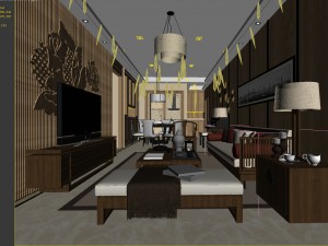 stylish avant-garde living room design 65 3D Model