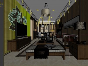 stylish avant-garde living room design 65 3D Model