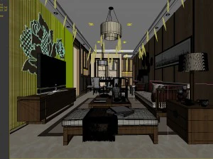 stylish avant-garde living room design 65 3D Model