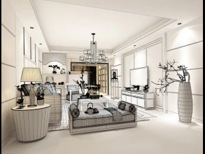 stylish avant-garde living room design 69 3D Model