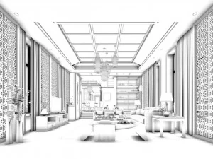 stylish avant-garde living room design 70 3D Model