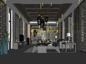 stylish avant-garde living room design 70 3D Model