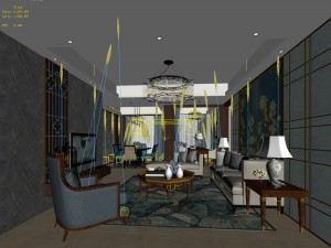 stylish avant-garde living room design 75 3D Model