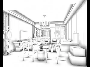 stylish avant-garde living room design 78 3D Model