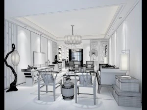 stylish avant-garde living room design 78 3D Model