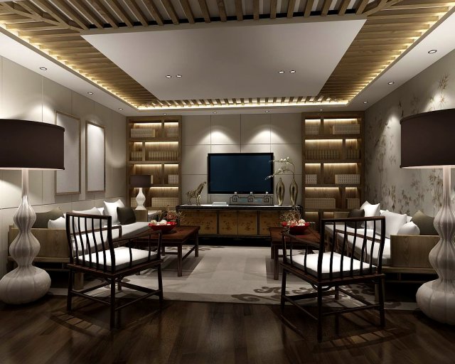 stylish avant-garde living room design 80 3D Model .c4d .max .obj .3ds .fbx .stl .blend