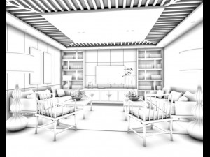 stylish avant-garde living room design 80 3D Model