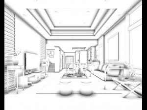 stylish avant-garde living room design 82 3D Model
