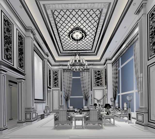 stylish avant-garde living room design 83 3D 모델 .c4d .max .obj .3ds .fbx .stl .blend 