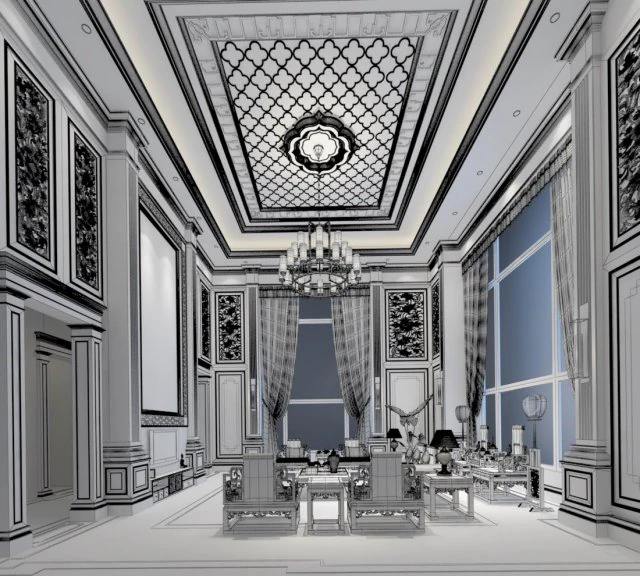 stylish avant-garde living room design 83 3D Model .c4d .max .obj .3ds .fbx .stl .blend