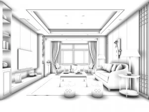 stylish avant-garde living room design 87 3D Model