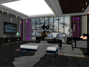 stylish avant-garde living room design 88 3D Model