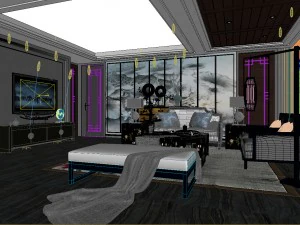 stylish avant-garde living room design 88 3D Model