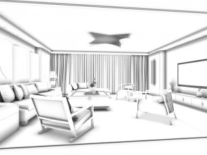 stylish avant-garde living room design 89 3D Model