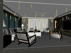 stylish avant-garde living room design 89 3D Model