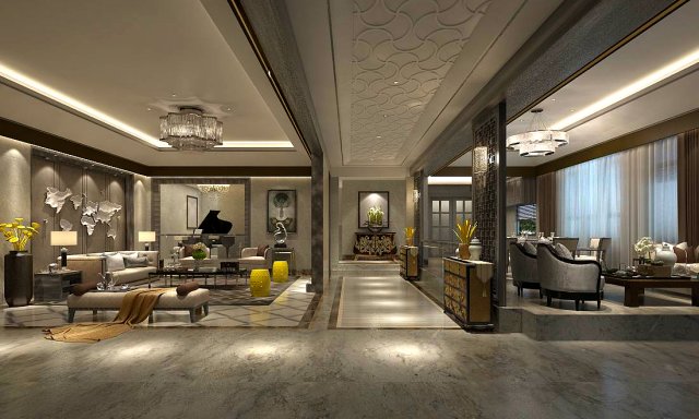 stylish avant-garde living room design 90 Modelo 3D .c4d .max .obj .3ds .fbx .stl .blend 