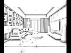 stylish avant-garde living room design 91 3D Model