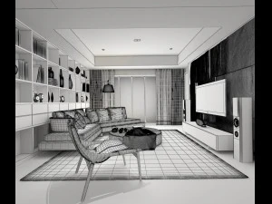 stylish avant-garde living room design 91 3D Model