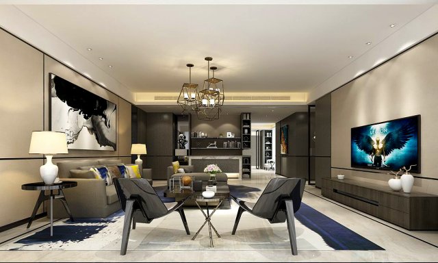 stylish avant-garde living room design 97 3D Model .c4d .max .obj .3ds .fbx .stl .blend