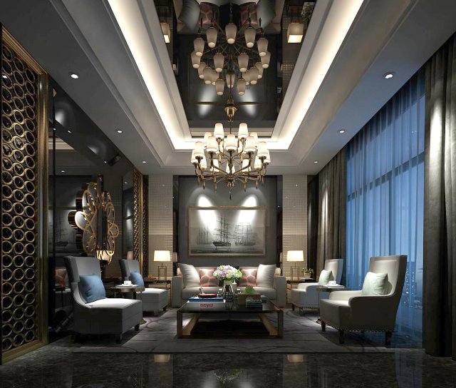 stylish avant-garde living room design 98 3D मॉडल .c4d .max .obj .3ds .fbx .stl .blend 