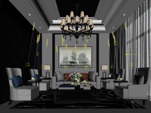 stylish avant-garde living room design 98 3D मॉडल