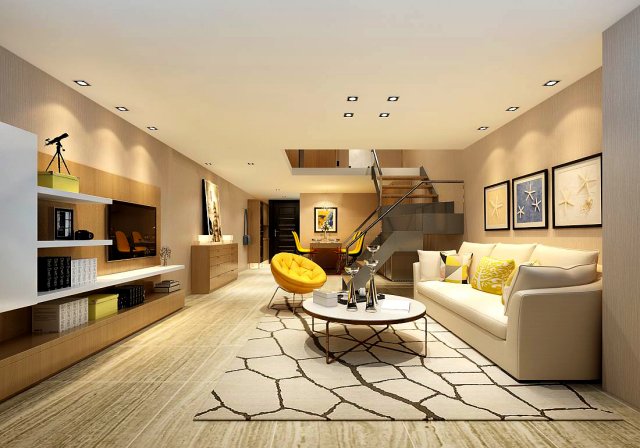 stylish avant-garde living room design 100 3D Модель .c4d .max .obj .3ds .fbx .stl .blend 