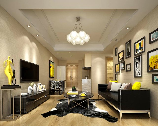 stylish avant-garde living room design 105 3D Model .c4d .max .obj .3ds .fbx .stl .blend 